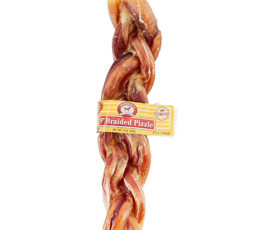 Smokehouse - 9" Braided Pizzle Stick. Dog Treat.-Southern Agriculture