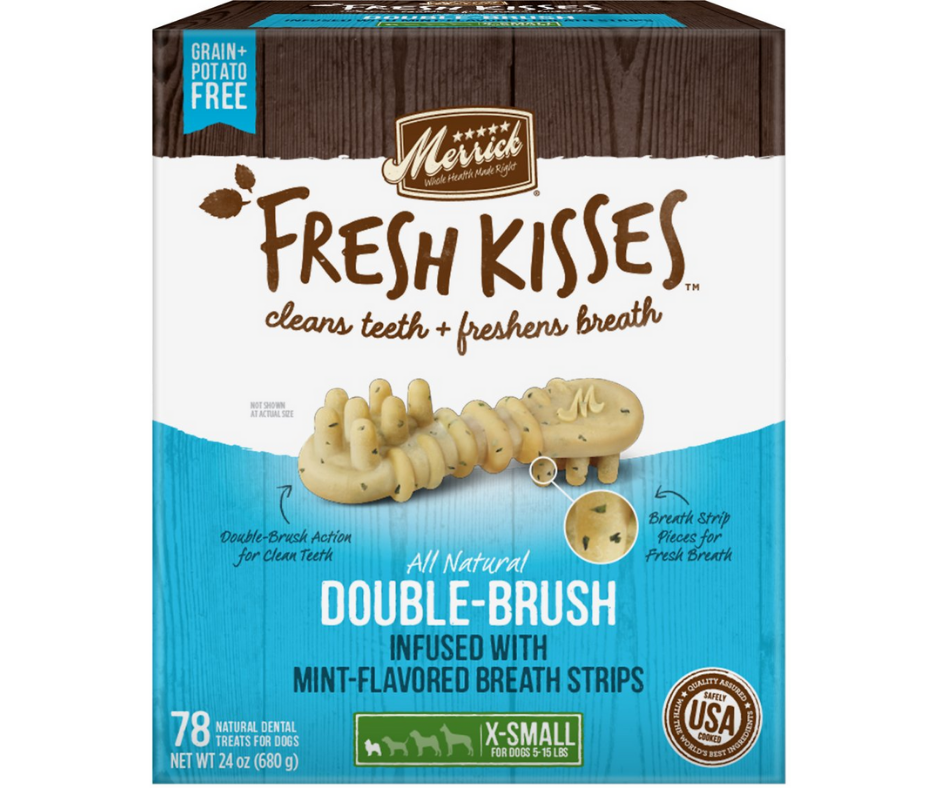 Merrick - Fresh Kisses Double-Brush Mint Breath Strip Extra Small Breed. Dog Treats.-Southern Agriculture