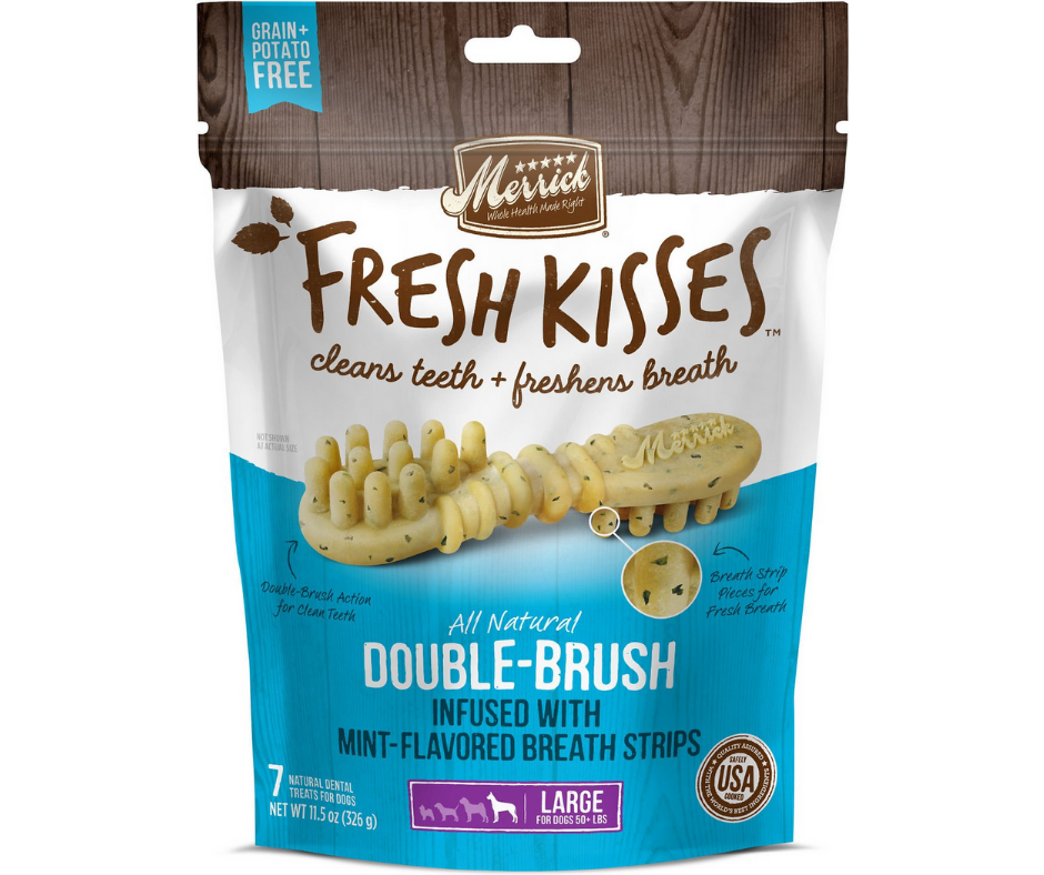 Merrick - Fresh Kisses Double-Brush Mint Breath Strip Large Breed. Dog Treats.-Southern Agriculture