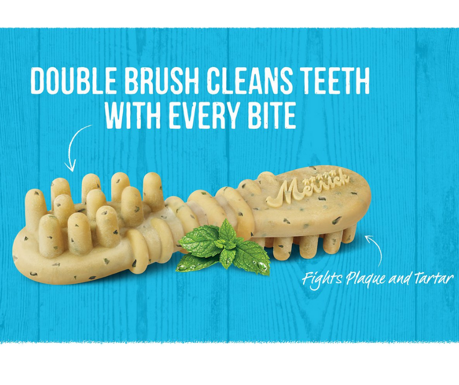 Merrick Fresh Kisses Double Brush Mint Breath Strip Large Breed. Dog