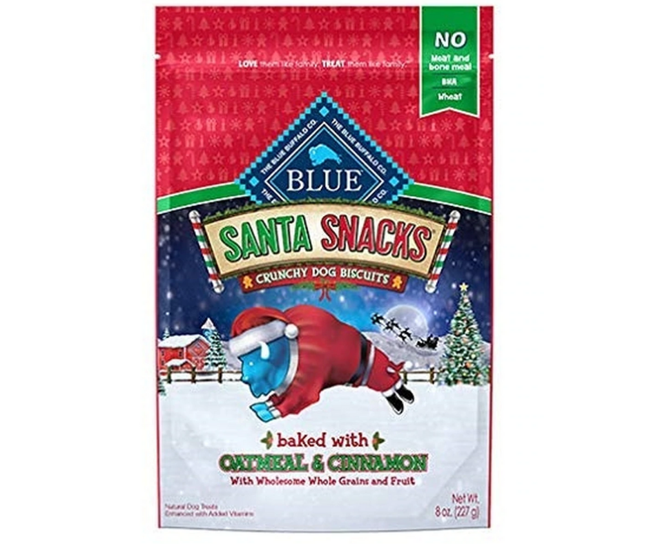Blue Buffalo - Santa Snacks Crunchy Dog Biscuits Oatmeal & Cinnamon Recipe. Dog Treats.-Southern Agriculture