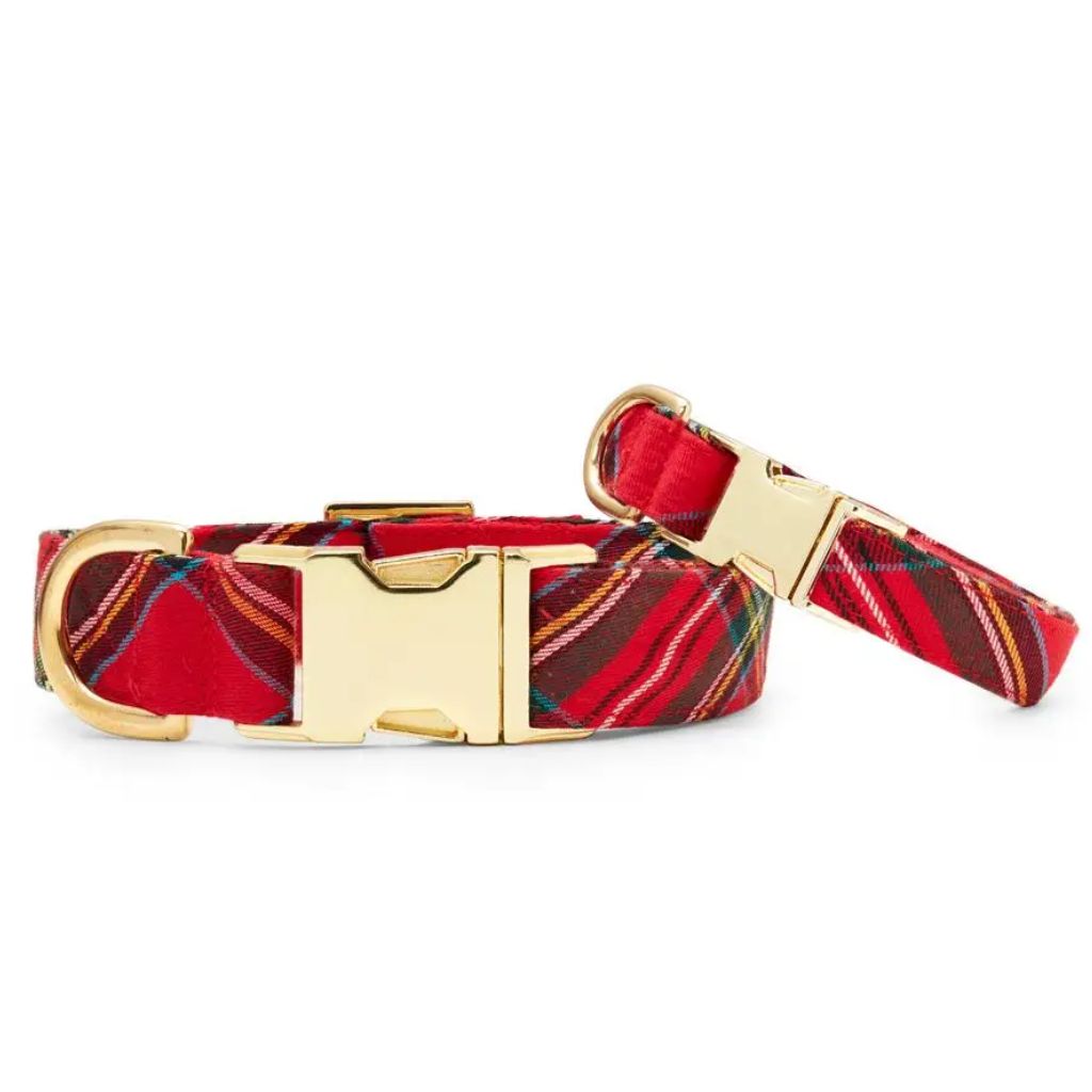 Red Tartan Holiday Dog Collar