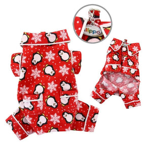 Klippo - Penguins and Snowflake Flannel Pajamas Red for Dogs-Southern Agriculture