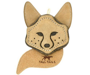 Tall Tails - Natural Leather Scrappy Fox. Dog Toy.-Southern Agriculture