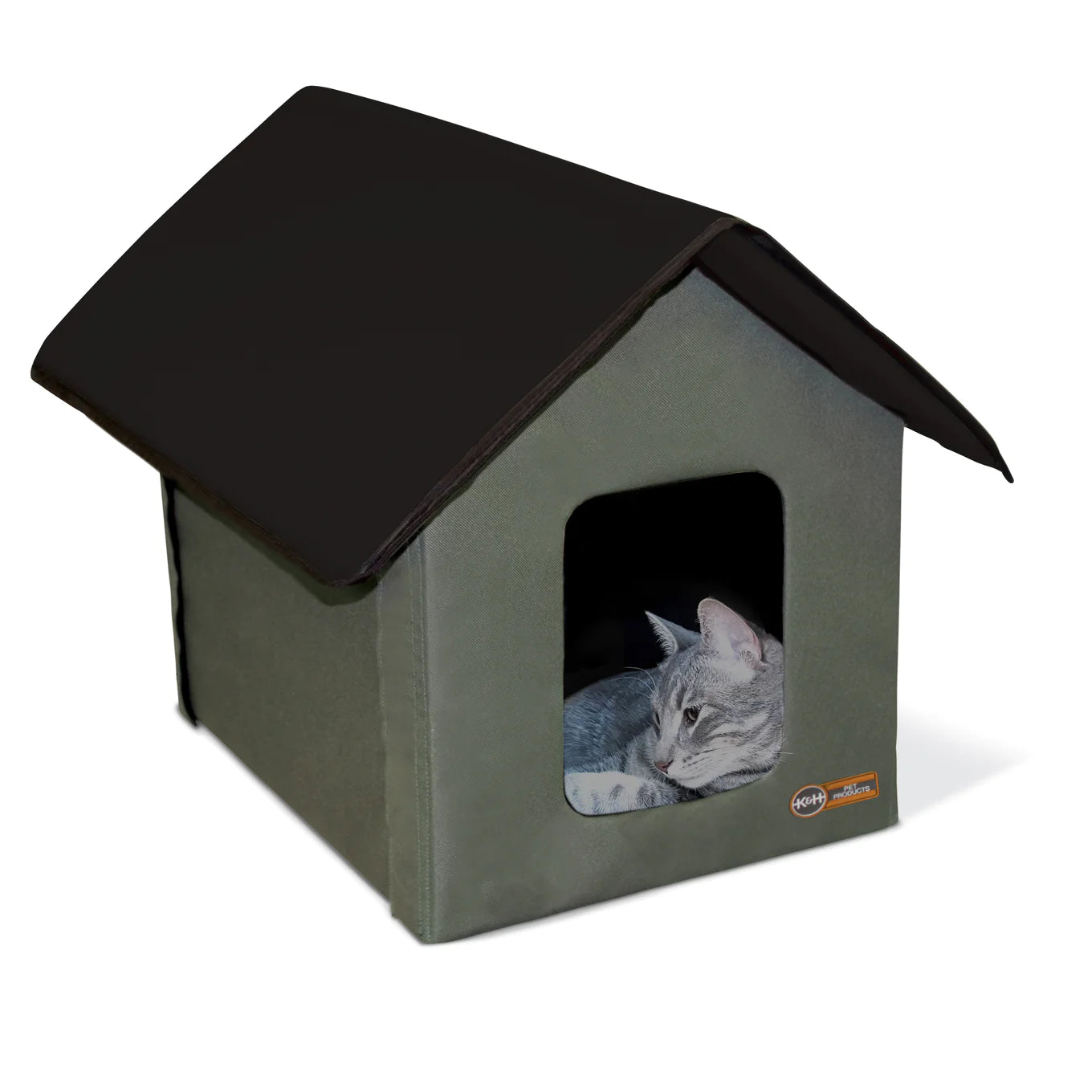 K&H Thermo Outdoor Kitty House - UnHeated OLIVE/BLACK