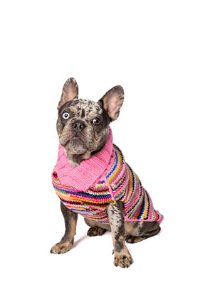 Dog Sweater Pink Multi	Wool