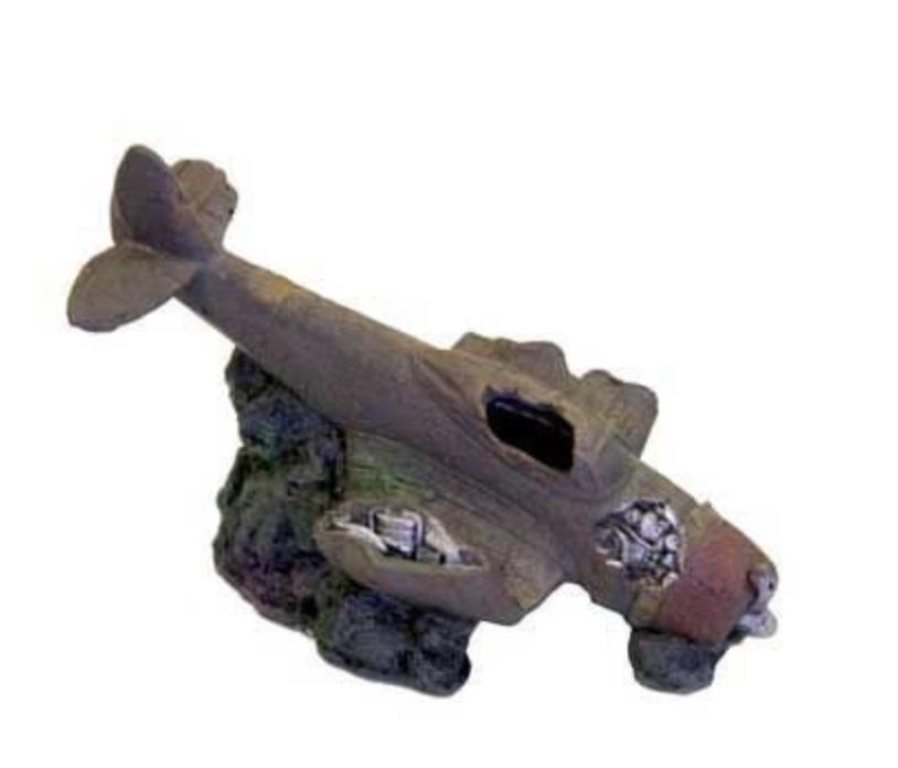Sunken WWII Plane With Cave Fish Tank Ornament