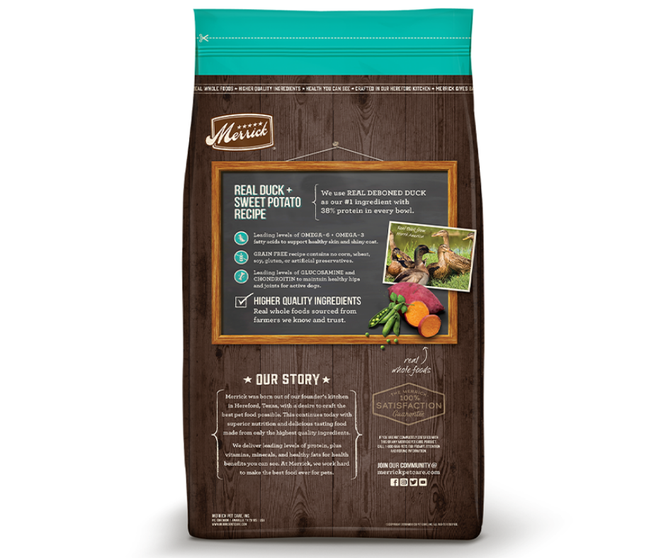 Merrick Grain Free - All Breeds, Adult Dog Real Duck and Sweet Potato Recipe Dry Dog Food-Southern Agriculture