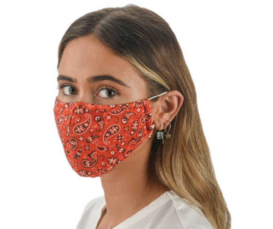 Snoozies Fashion Face Coverings (Mask) Red Bandana Print with Filter-Southern Agriculture