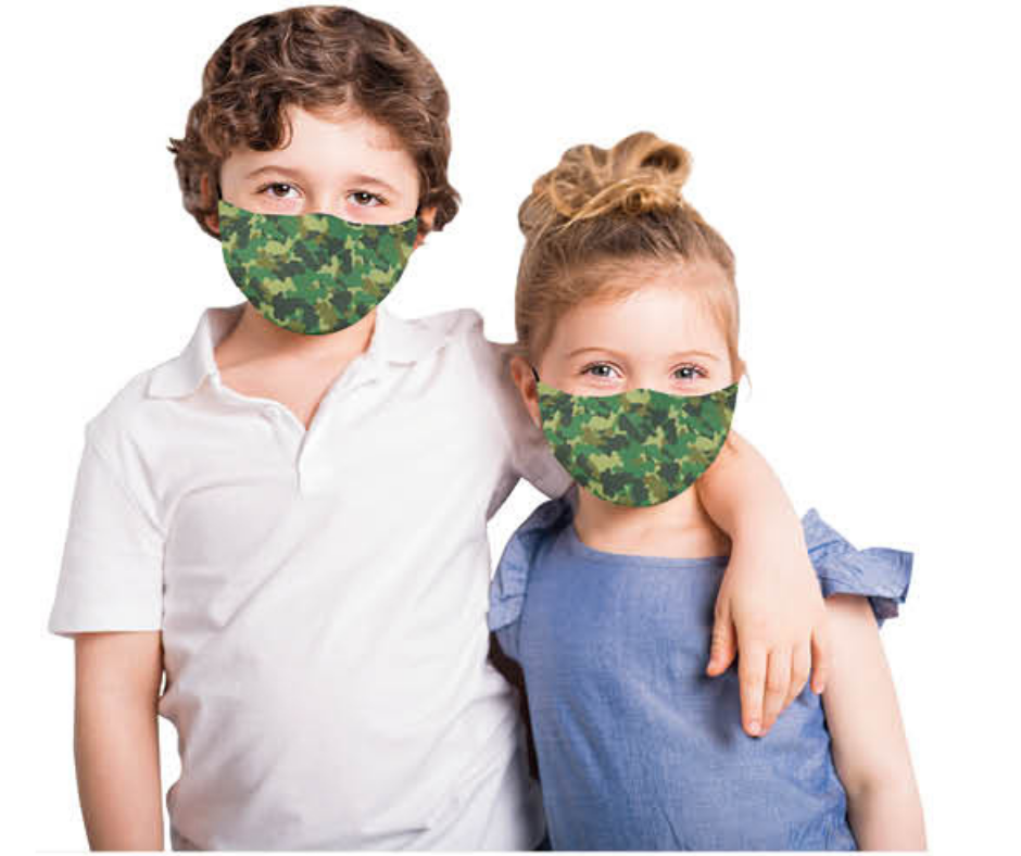 Snoozies Kids Face Coverings (Mask) Camo Design-Southern Agriculture