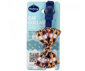 Blueberry Timeless Cat Collar Blue with Fish Print Bowtie-Southern Agriculture