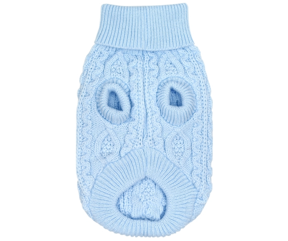 Powder Blue Cable Knit Sweater for Dogs-Southern Agriculture
