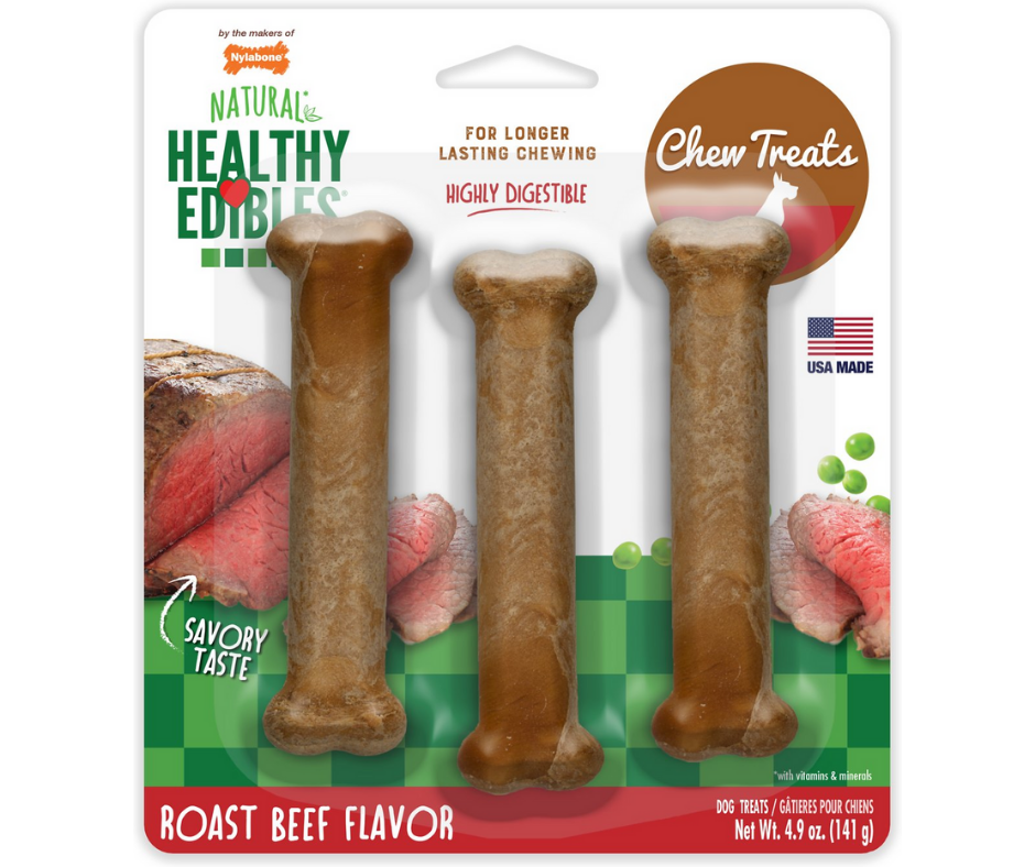 Nylabone - Healthy Edibles Triple Pack Roast Beef Flavor Bone Dog Treats-Southern Agriculture