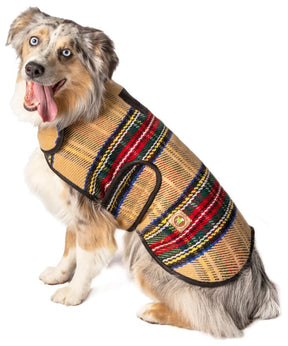 Dog Blanket Coat Tan Tartan