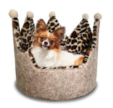 Pet Bed Leopard Print Crown Taupe Bed
