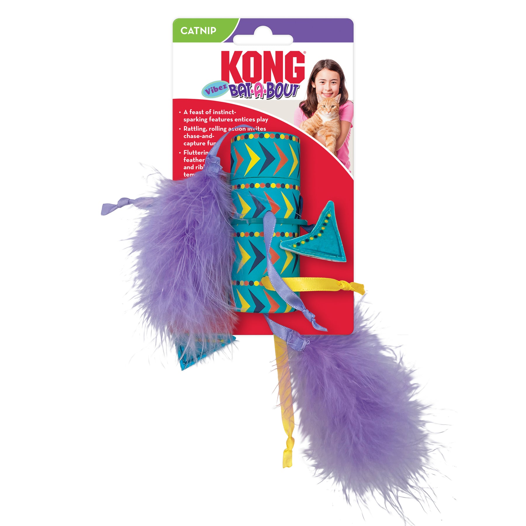 Vibez Bat-A-Bout Roller With Feathers & Ribbons