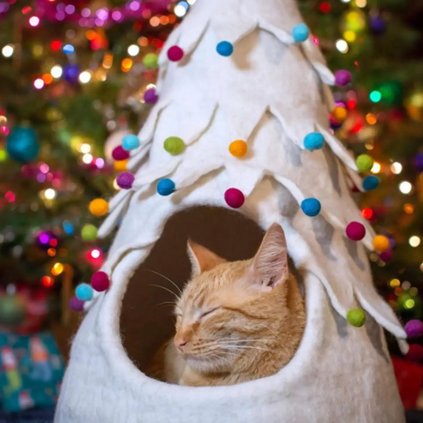 Holiday Tree Wool Pet Cave
