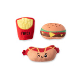Fast Food 3pc Plush Dog Toys (Burger, Hotdog, Fries)