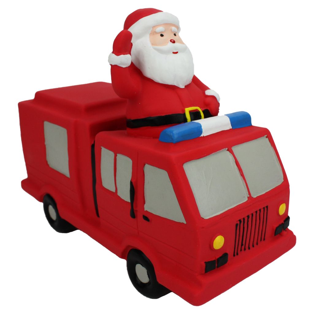 Multipet - Fire Truck With Santa Latex Dog Toy