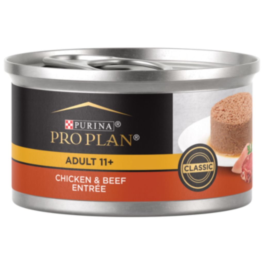 Purina Pro Plan - All Breeds, Senior Cat 11+ Years Old Chicken & Beef Entrée Classic Canned Cat Food