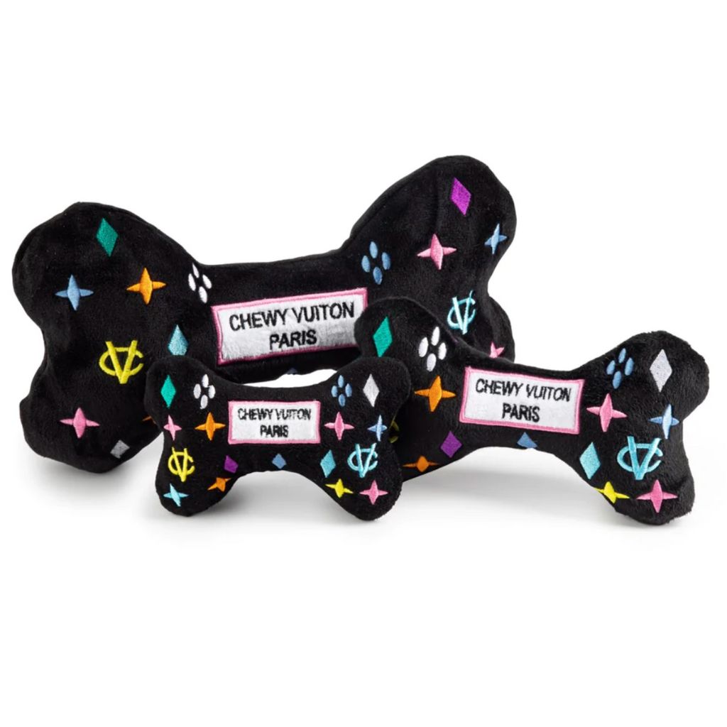 Haute Diggity Dog - Black Monogram Chewy Vuiton Bone Dog Toy