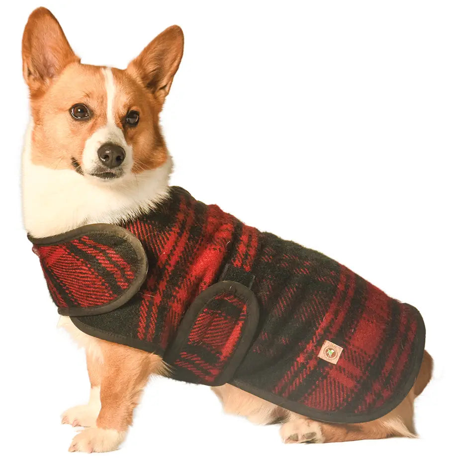 Chilly Dog - Black and Red Plaid Blanket Dog Coat