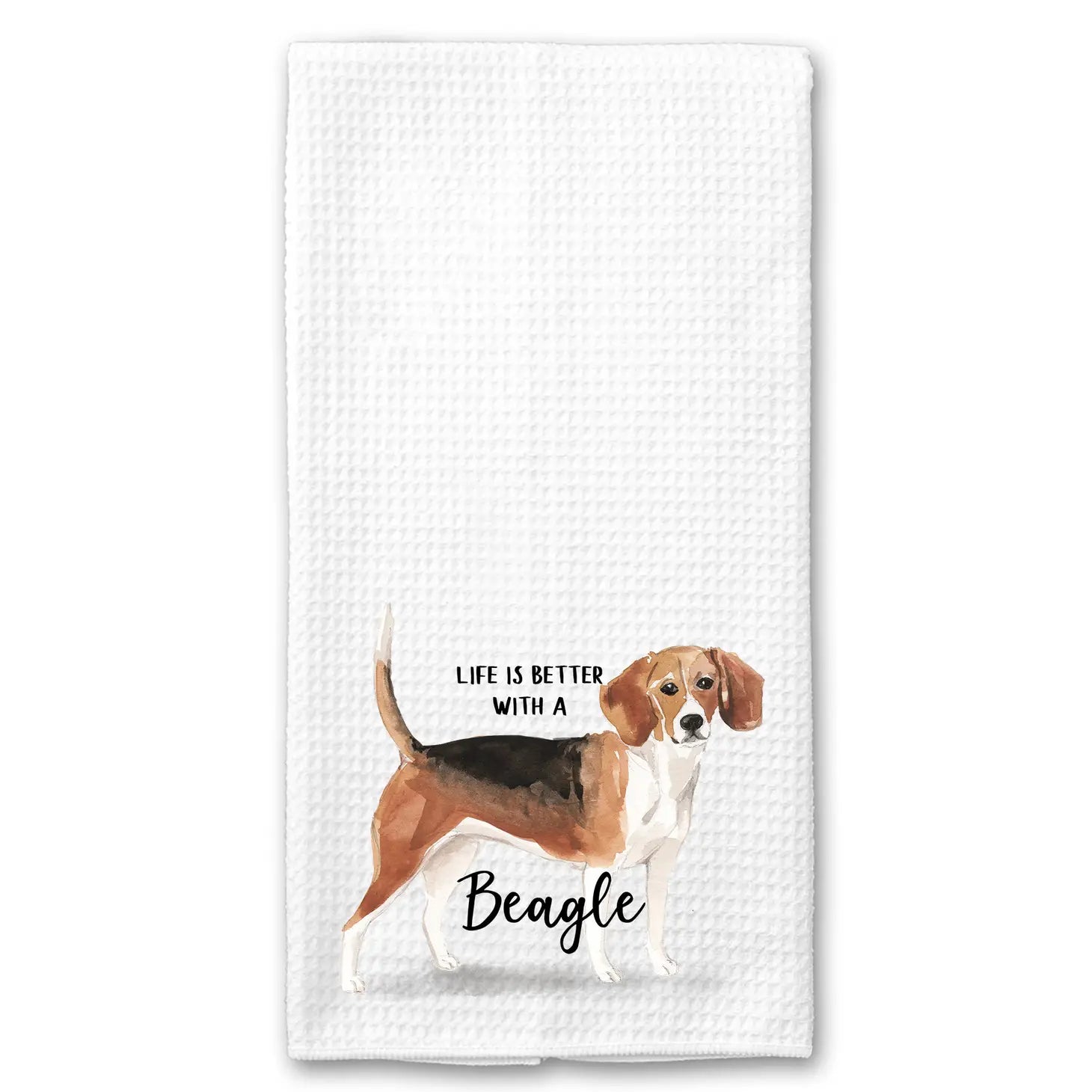 Waffle Kitchen Towel- Life is Better with a Beagle
