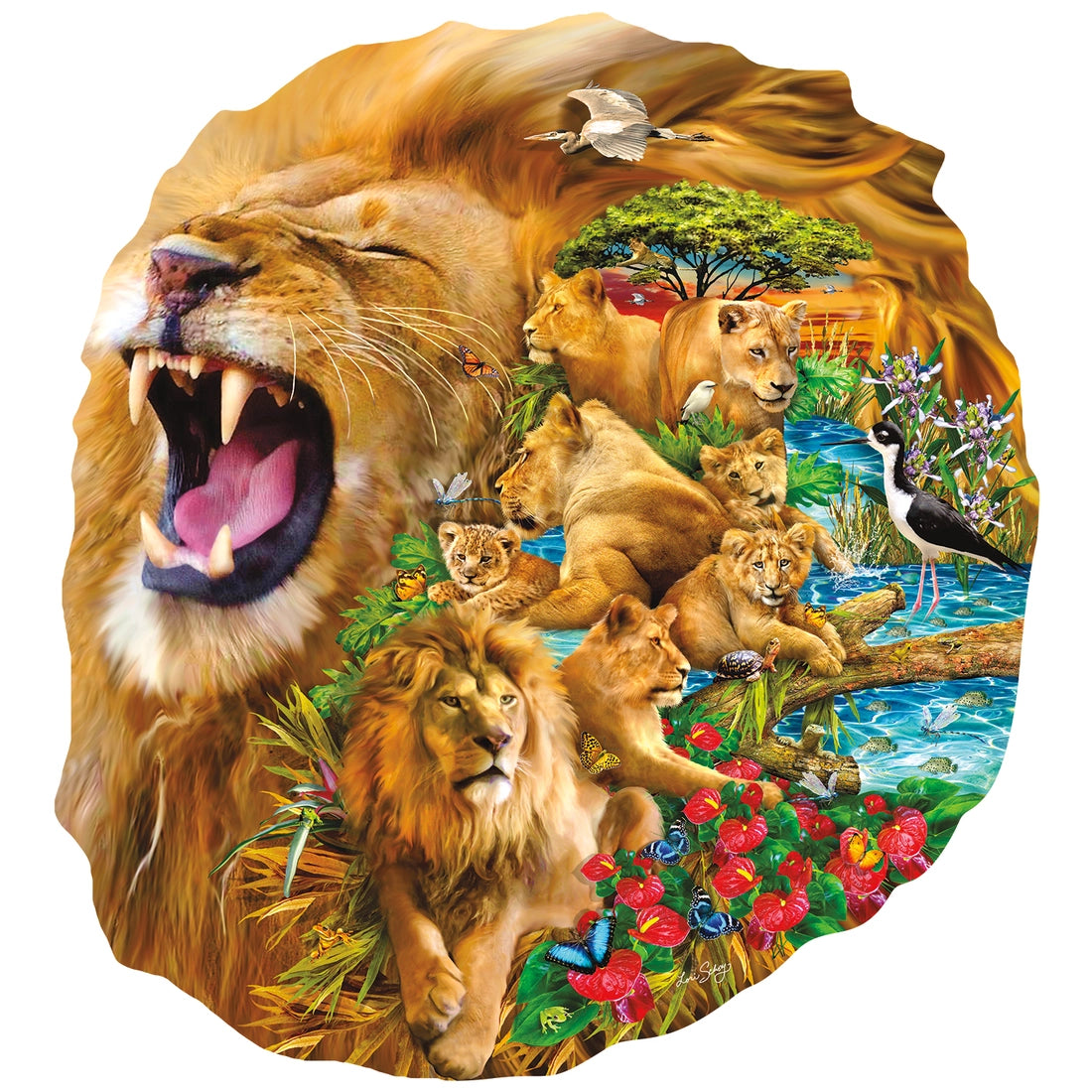 Puzzle Shaped Lion Family