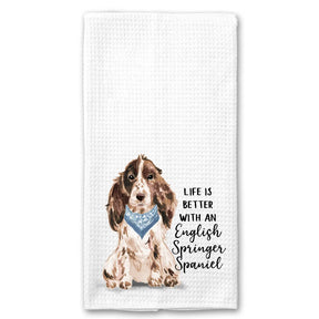 Waffle Kitchen Towel- Life is Better with a English Springer Spaniel