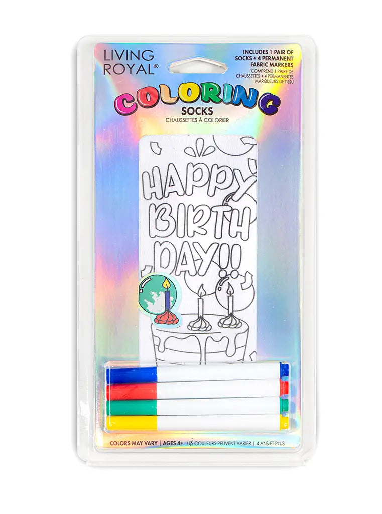 Coloring Socks Happy Birthday - Living Royal