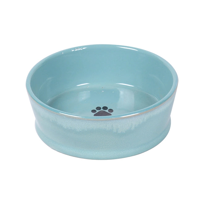 Blue Banded Drip Pet Bowl 8"