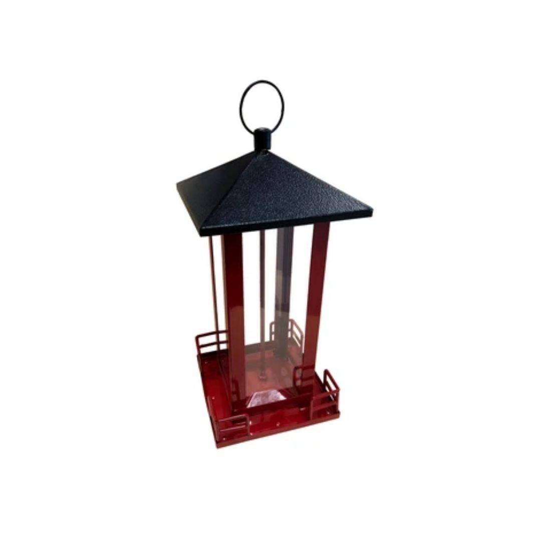 Red Metal Bird Feeder with Black Roof-Southern Agriculture