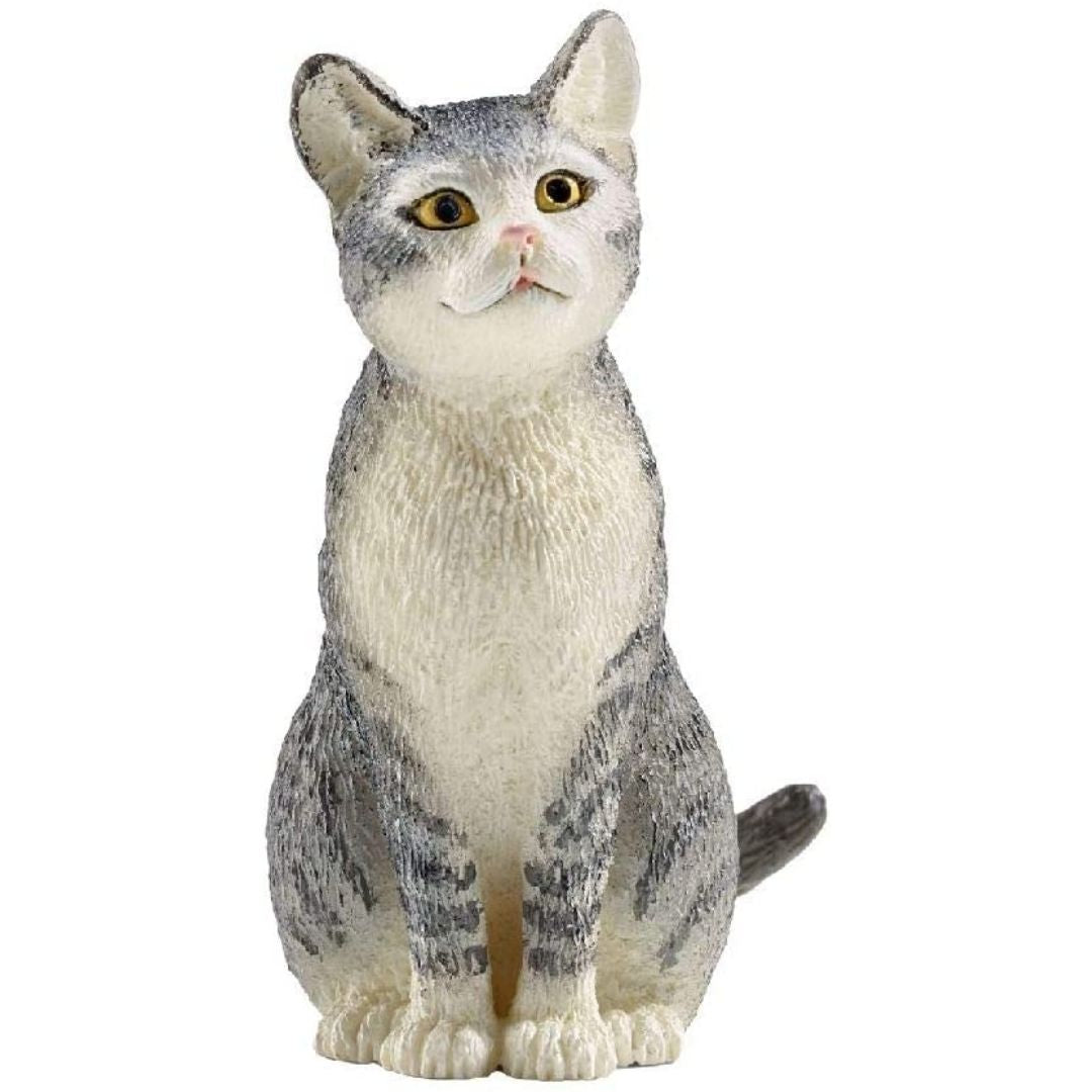 Schleich - Sitting Gray & White Cat. Toys.-Southern Agriculture