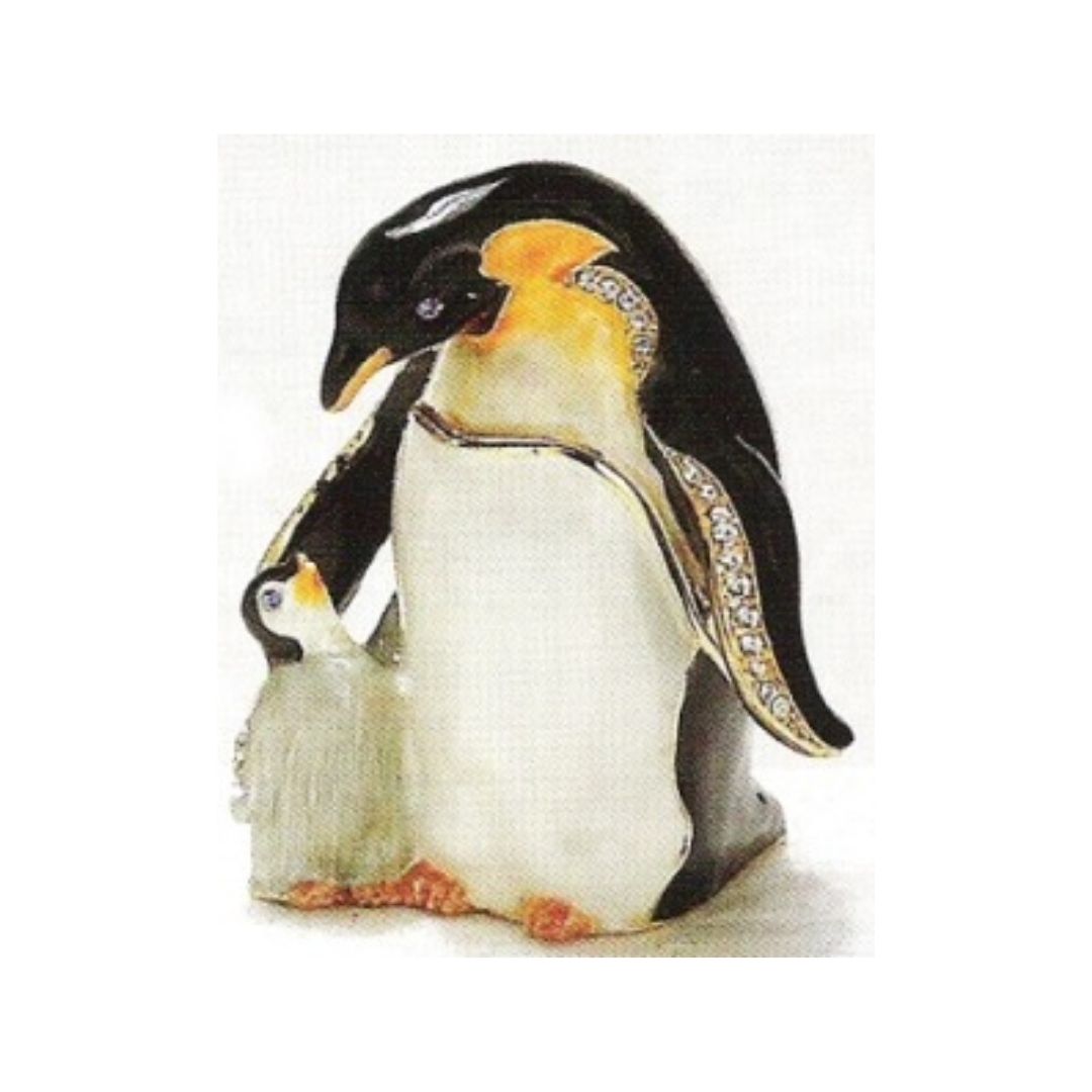 Kubla Crafts - Bejeweled Enamel Penguin and Baby Box Jewelry & Necklaces-Southern Agriculture