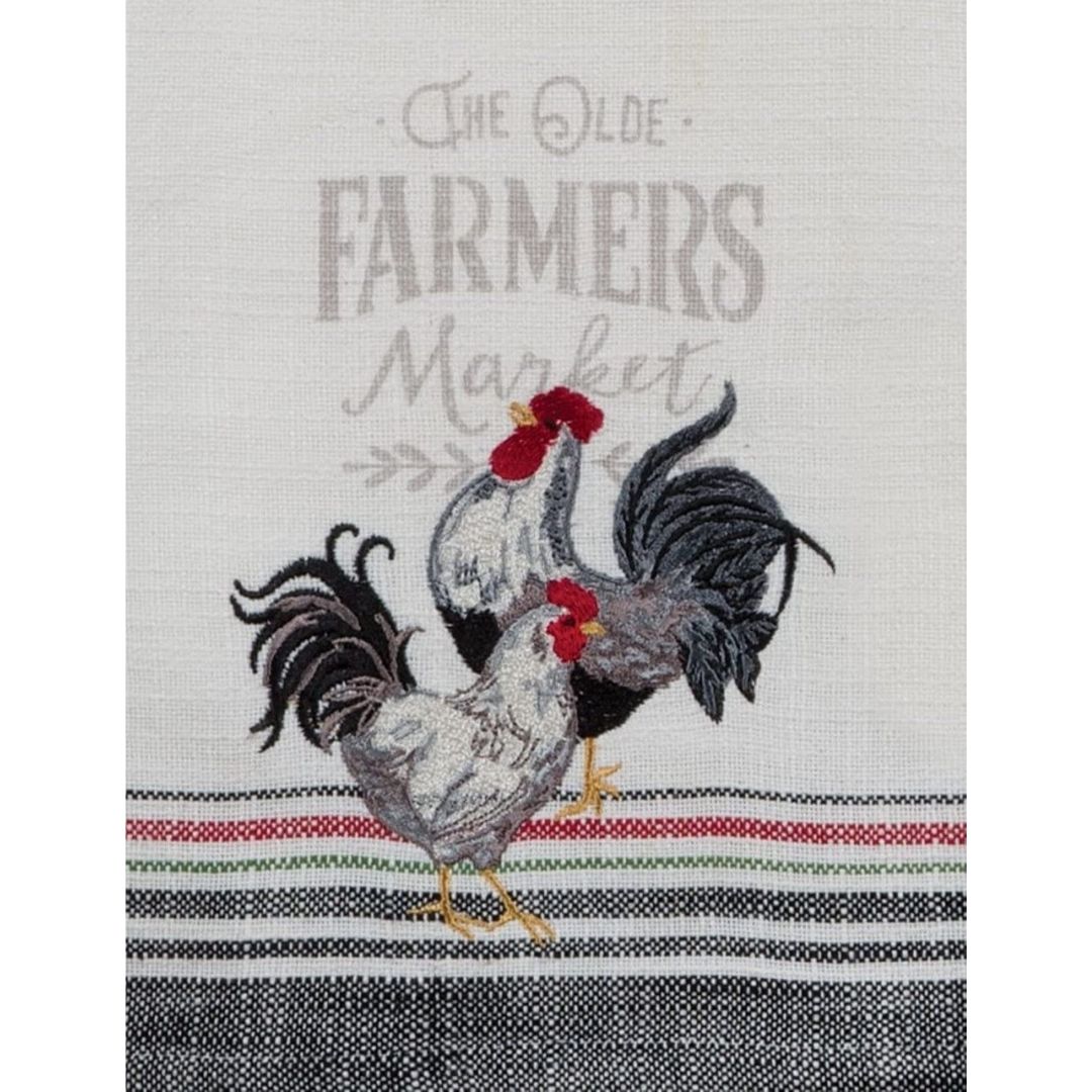 Kay Dee Designs - Farmer's Market Rooster Embroidered Tea Towel-Southern Agriculture