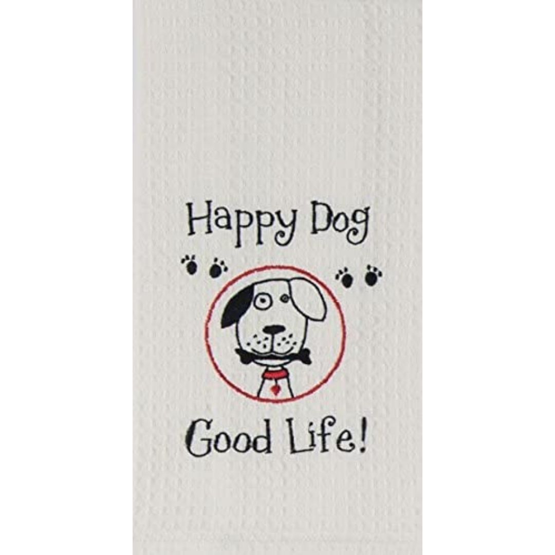 Kay Dee Designs - Happy Dog Embroidered Waffle Towel-Southern Agriculture