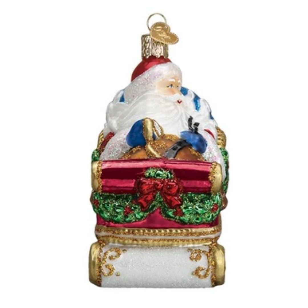 Old World Christmas - Santa In Sleigh Ornament-Southern Agriculture