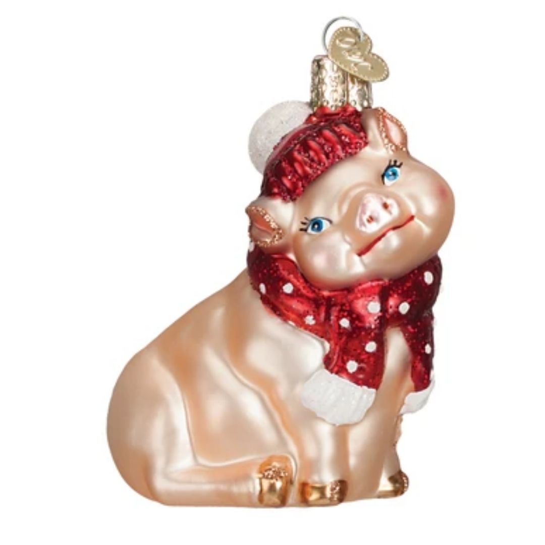 Old World Christmas - Snowy Pig Ornament-Southern Agriculture