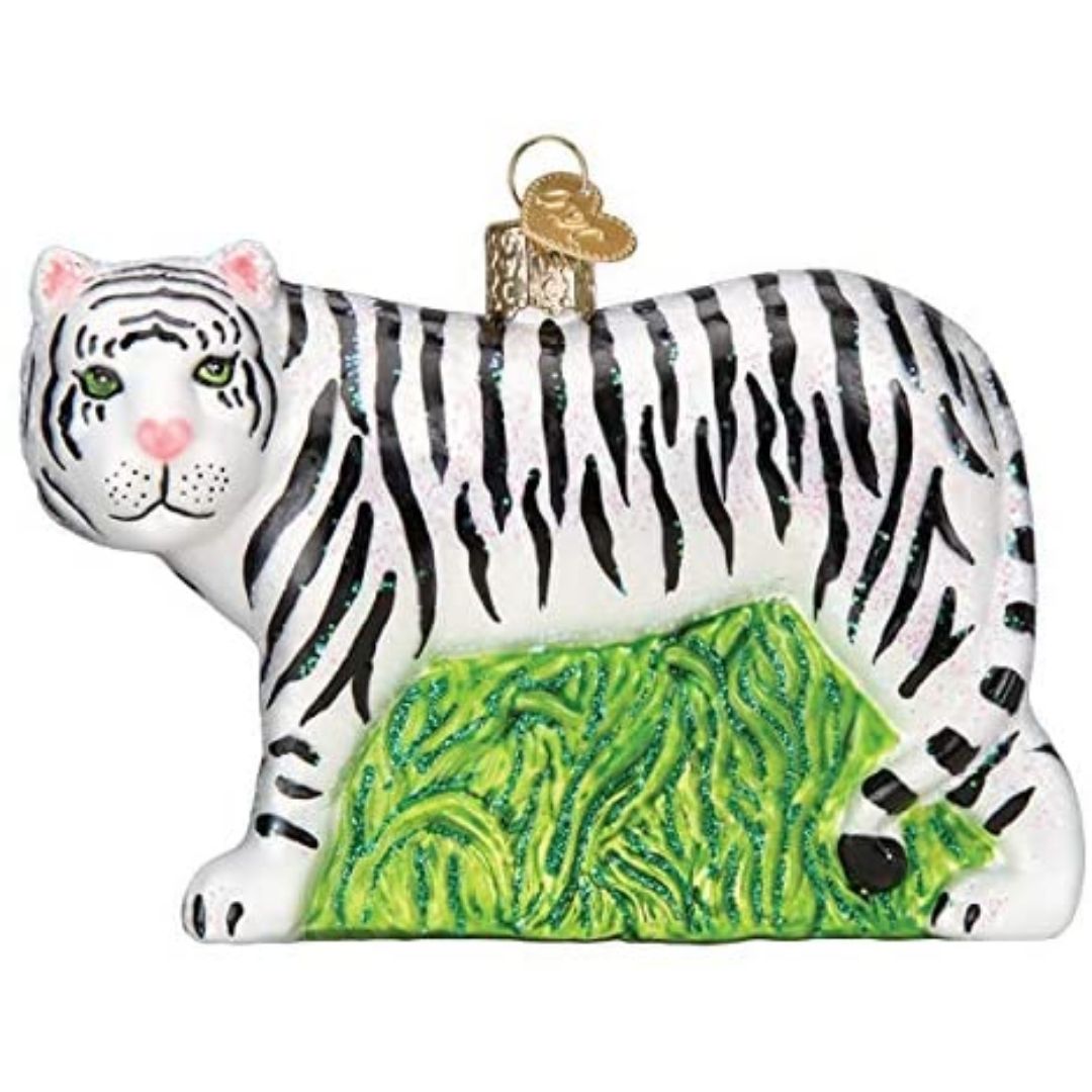 Old World Christmas - White Tiger Ornament-Southern Agriculture