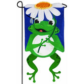 Evergreen Frog Shaped Garden Flag