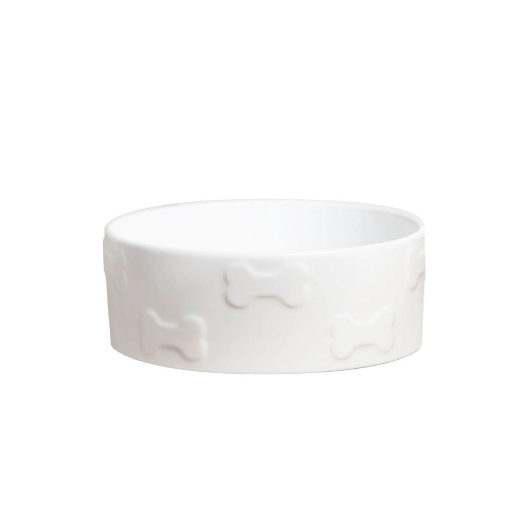 Park Life Manor White Pet Bowl with Bones