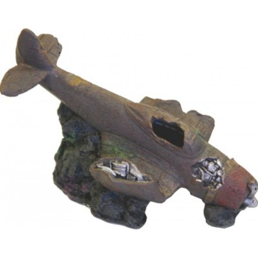 Sunken Plane with Cave Fish Tank Ornament