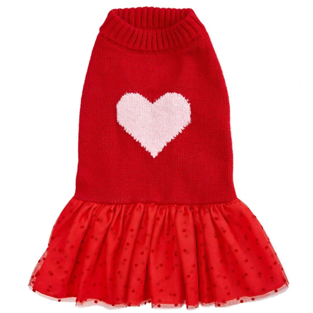 Blueberry Pet For Love of Pets Sweater - Red with Pink Heart