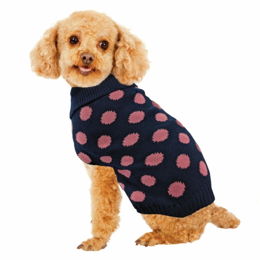 Ethical Pet Contrast Dot Pink Dog Sweater
