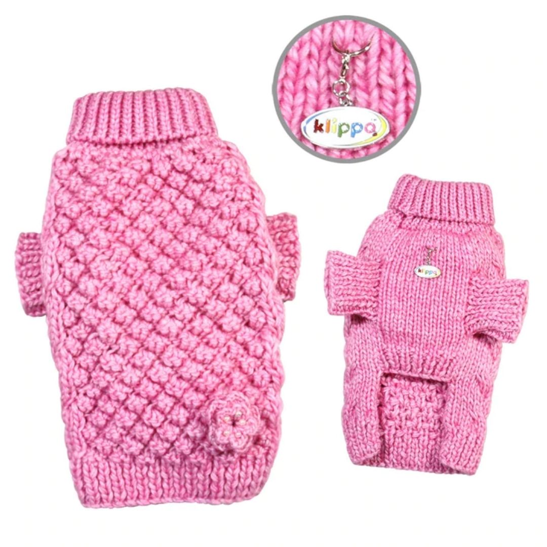 Klippo Pet Pink Bobble Stitch Turtleneck Sweater