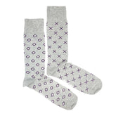Friday Sock Co. - Men's Socks XO Grey w/ Purple