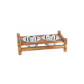 Advanced Pet Product - Log Cabin Wooden Double Bowl
