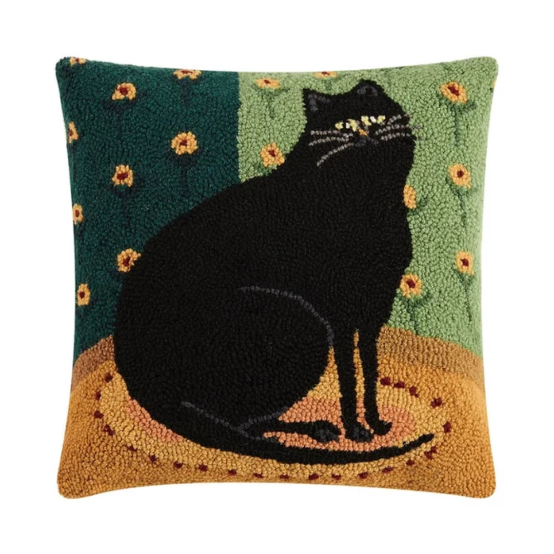 Peking Handicraft Black Cat In A Corner Hook Pillow