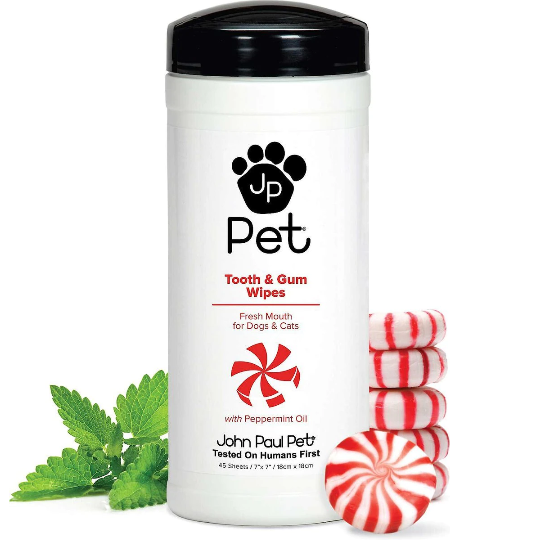 John Paul Pet Tooth & Gum Peppermint Flavored Dog & Cat Dental Wipes