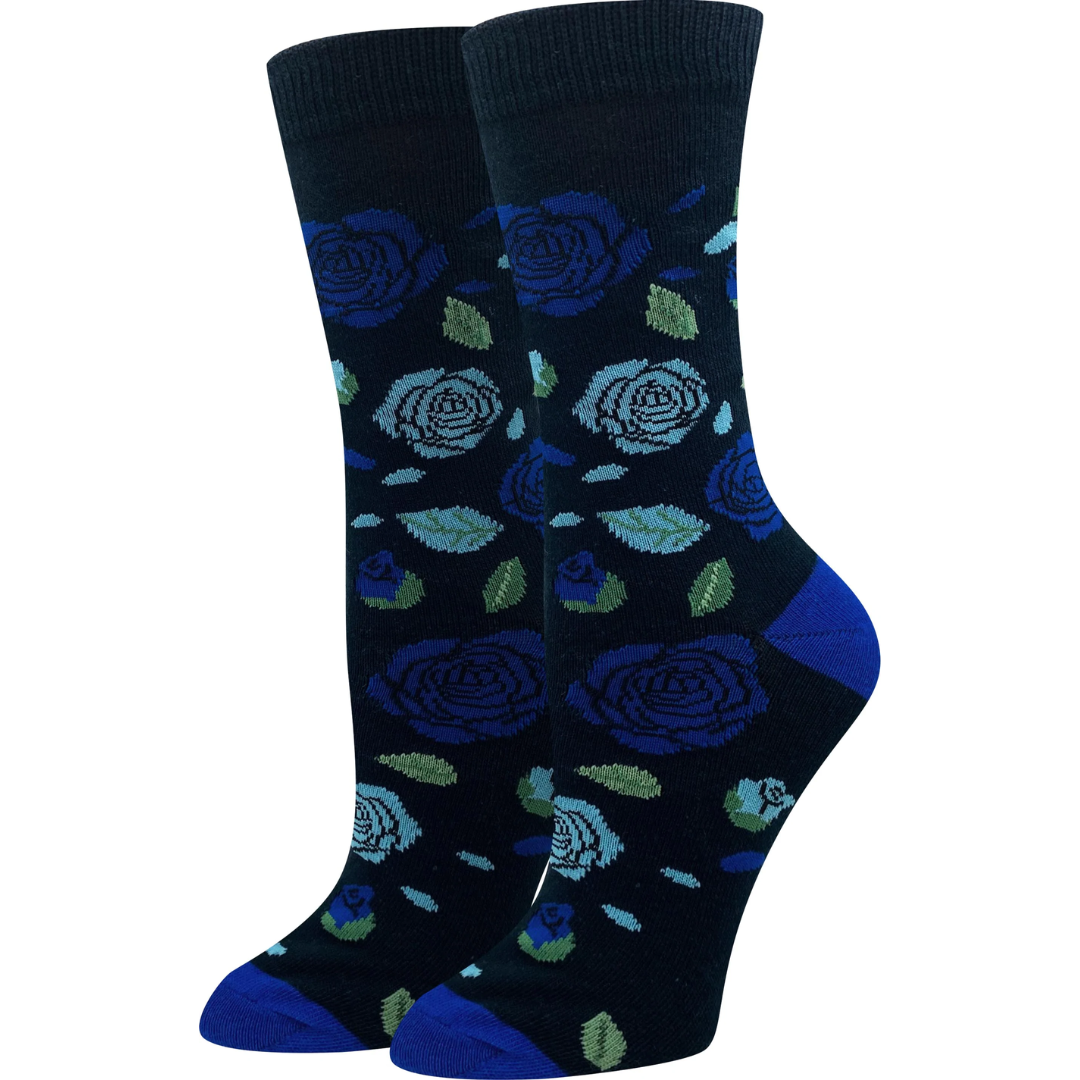Blue Roses Socks - Sock Harbor